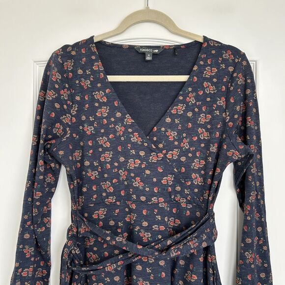 Toad&Co Dresses & Skirts - Toad Co Womens Cue Wrap Long Sleeve Dress M Organic Cotton Floral Belted Stretch